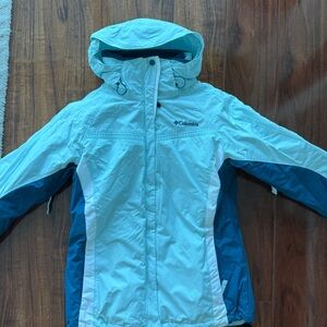 Columbia Women’s Small Ski Jacket Blue Tissu Imperméable Waterproof